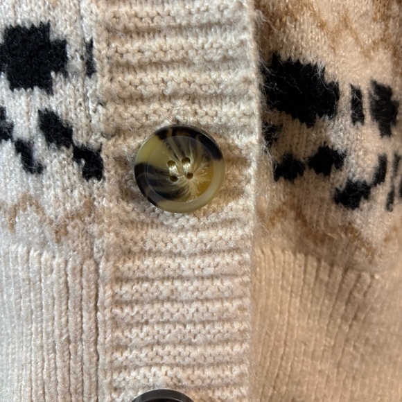 Maurices Cardigan medium Beige Black Southwestern Button-Up Deep V-Neck Sweater - Picture 3 of 8